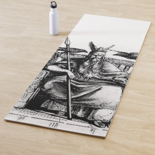 Odin Ravens on Stone Throne Viking Mythology Stone Yoga Mat