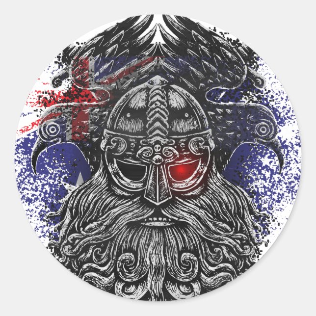 Odin ravens swords Viking Mythology Australia flag Classic Round Sticker (Front)