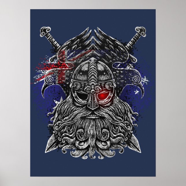 Odin ravens swords Viking Mythology Australia flag Poster (Front)