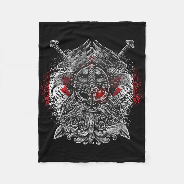 Odin ravens swords Viking Mythology Canada flag Fleece Blanket (Front)