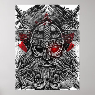 Odin ravens swords Viking Mythology Canada flag Poster