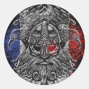 Odin ravens swords Viking Mythology France flag Classic Round Sticker