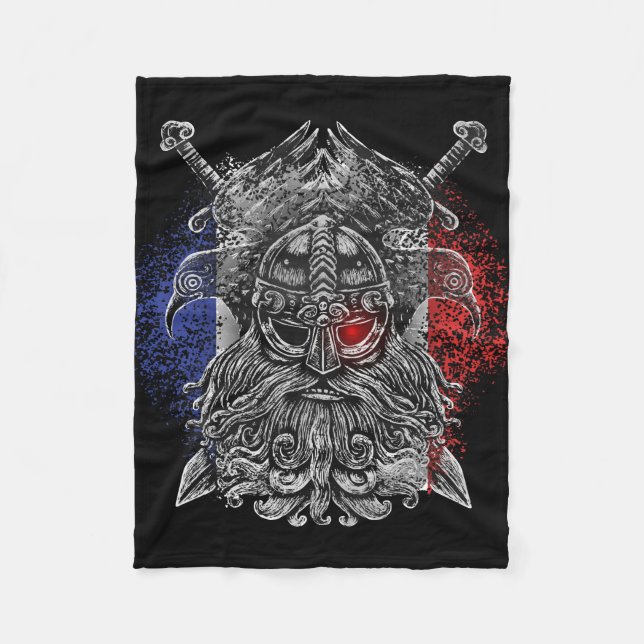 Odin ravens swords Viking Mythology France flag Fleece Blanket (Front)