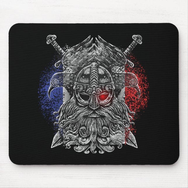 Odin ravens swords Viking Mythology France flag Mouse Mat (Front)