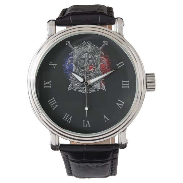 Odin ravens swords Viking Mythology France flag Watch (Front)