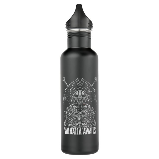 Odin ravens Viking Mythology Valhalla awaits 710 Ml Water Bottle (Left)