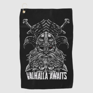 Odin ravens Viking Mythology Valhalla awaits Golf Towel