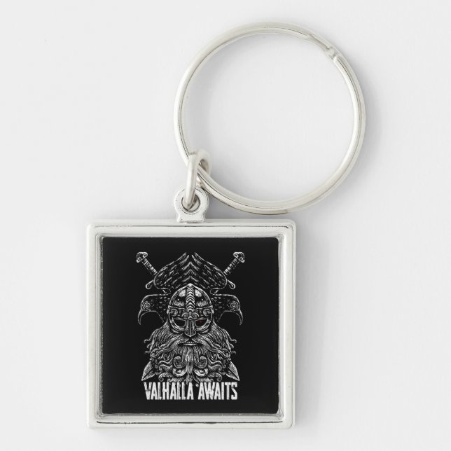 Odin ravens Viking Mythology Valhalla awaits Key Ring (Front)