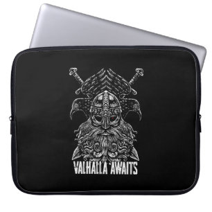 Odin ravens Viking Mythology Valhalla awaits Laptop Sleeve
