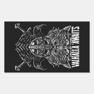 Odin ravens Viking Mythology Valhalla awaits Rectangular Sticker