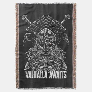 Odin ravens Viking Mythology Valhalla awaits Throw Blanket