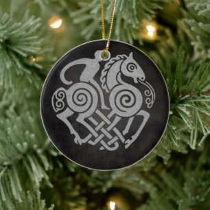 Odin Riding Sleipnir – Norse Mythology Viking Art Ceramic Tree Decoration