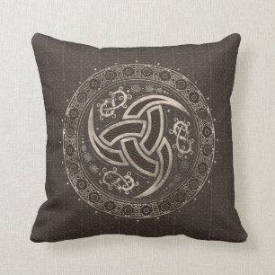 Odin’s Horn - Brown Leather and gold Cushion