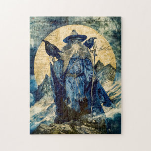 Odin the One-Eyed with His Two Ravens Jigsaw Puzzle