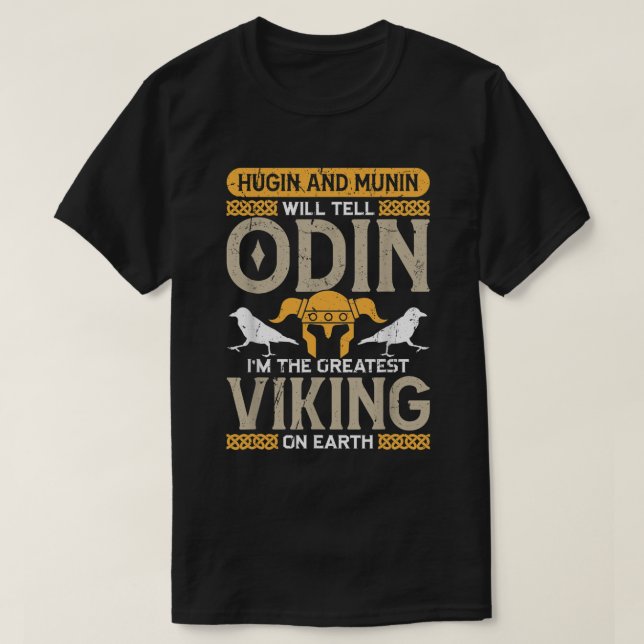 Odin Viking Helmet Hugin and Munin Nordic Mytholog T-Shirt (Design Front)