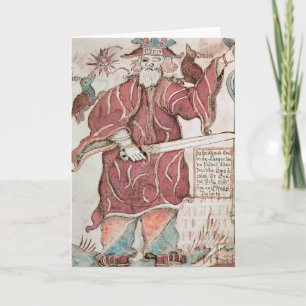 Odin, with his two crows, Hugin  and Munin Card