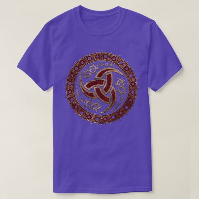 Odins Horn Black and Red Leather and gold T-Shirt (Design Front)