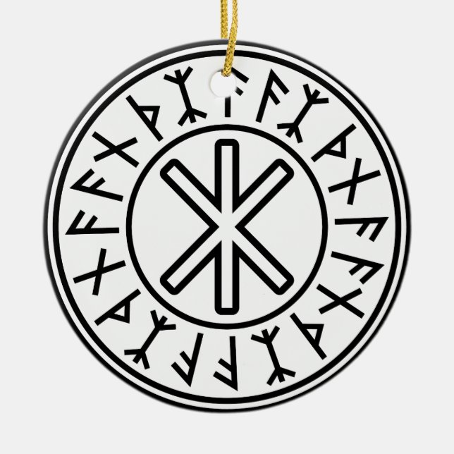 Odin's Protection No.2 (black) Ceramic Tree Decoration (Front)