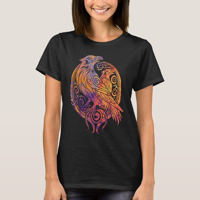 Odins Raven Norse Mythology Viking Birds Celtic Kn T-Shirt (Front)