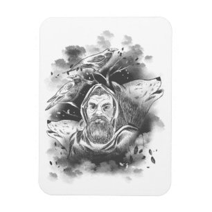 Odin's wolves hand drawn     magnet