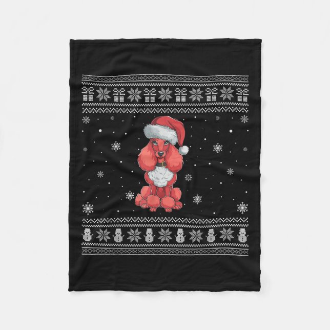 Odle Dog Lovers Men Women Santa Ugly Xmas Sweater  Fleece Blanket (Front)