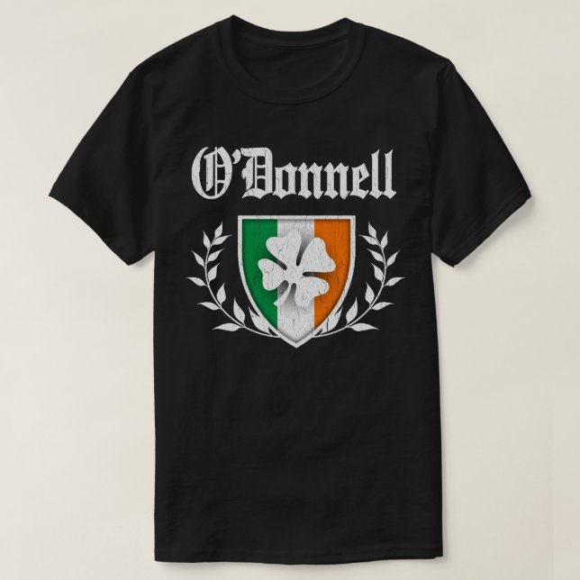 ODonnell Family Shamrock Crest vintage distressed T-Shirt (Design Front)