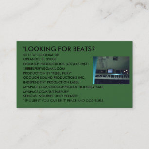 ODOUGH SOUND PRODUCTIONS BUSINESS BEAT CARDS. CARD