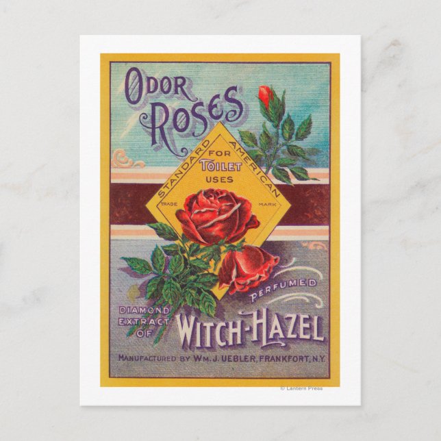 Odour Roses Witch-Hazel LabelFrankfort, NY Postcard (Front)