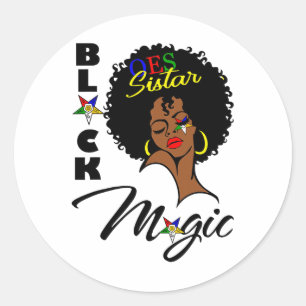 Oes Black Sistar Magic Order The Eastern Star Moth Classic Round Sticker