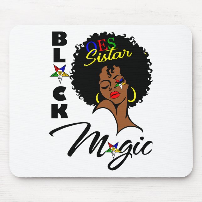 Oes Black Sistar Magic Order The Eastern Star Moth Mouse Mat (Front)