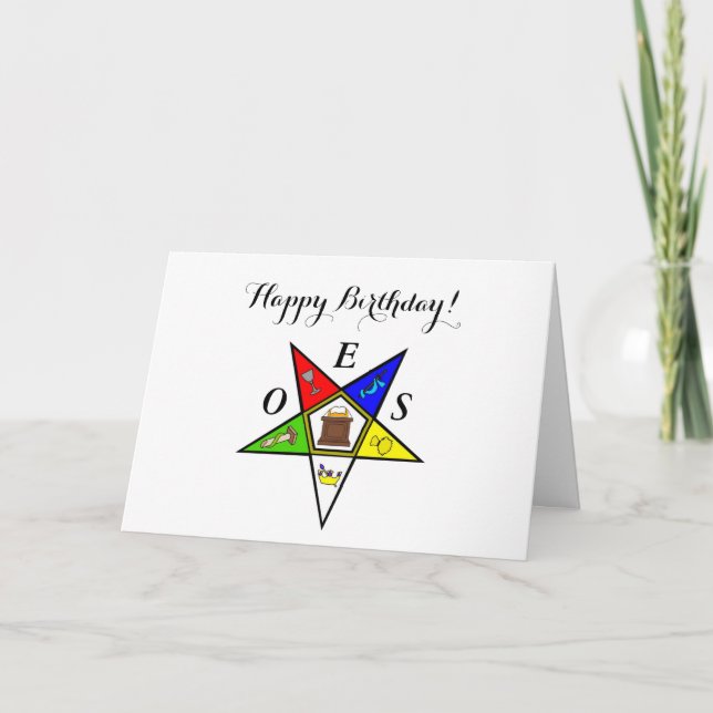 OES Eastern Star Sister Masonry Order Birthday Thank You Card (Front)