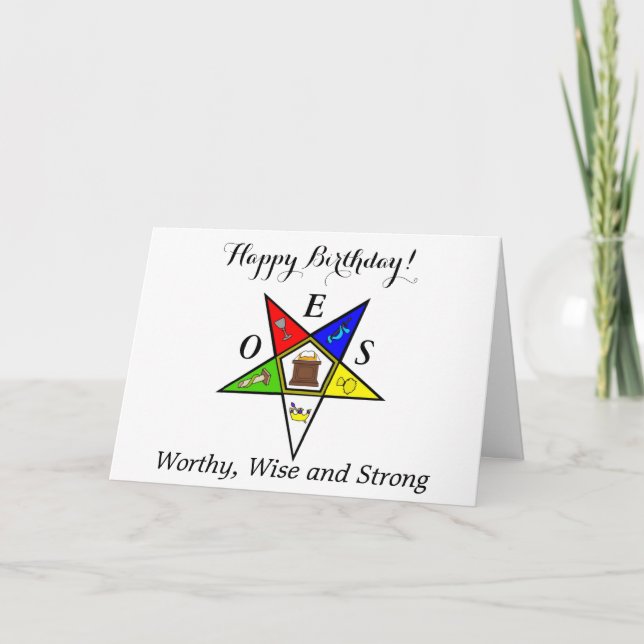 OES Eastern Star Sister Masonry Order Birthday Thank You Card (Front)