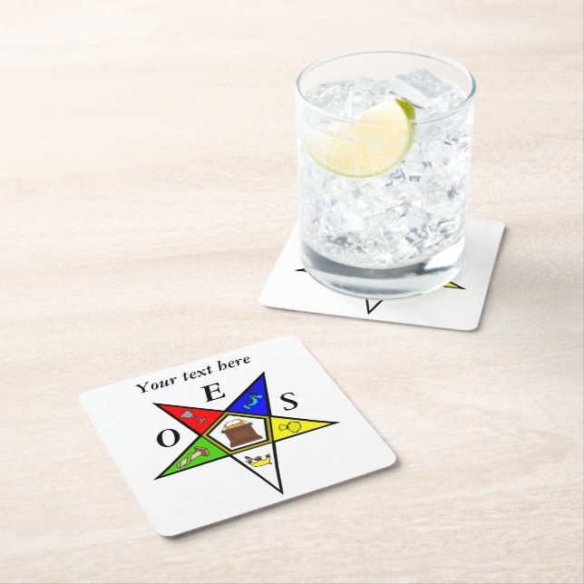 OES Eastern Star Sister Masonry Order Square Paper Coaster (Insitu)