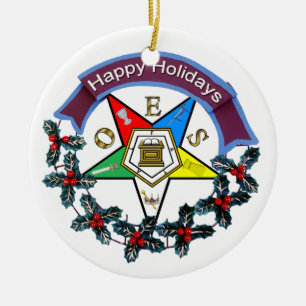 OES Holiday Wreath Ceramic Tree Decoration