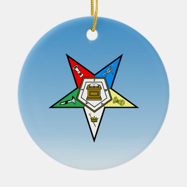 OES Order of the Eastern Star Blue Ceramic Tree Decoration (Front)