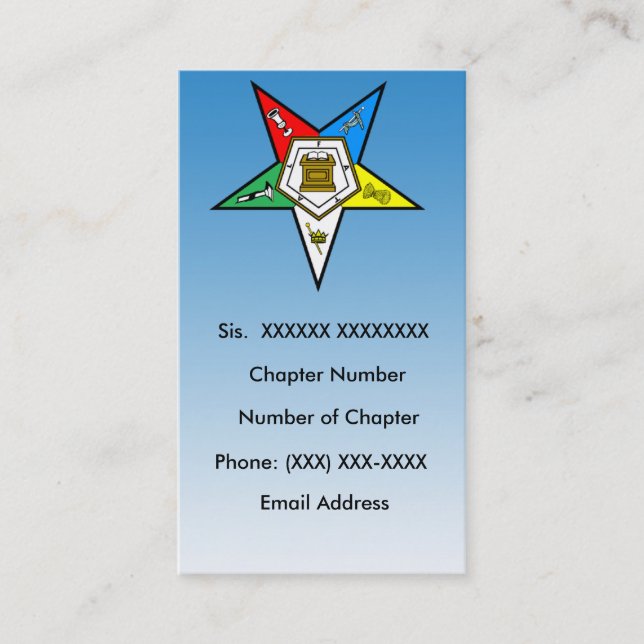 OES Order of the Eastern Star  Business Card 5 (Front)