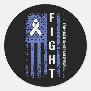 Oesophageal Cancer Awareness American Flag Esophag Classic Round Sticker