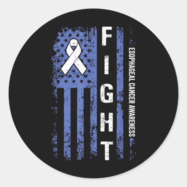 Oesophageal Cancer Awareness American Flag Esophag Classic Round Sticker (Front)