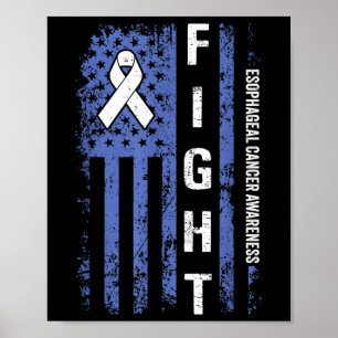 Oesophageal Cancer Awareness American Flag Esophag Poster
