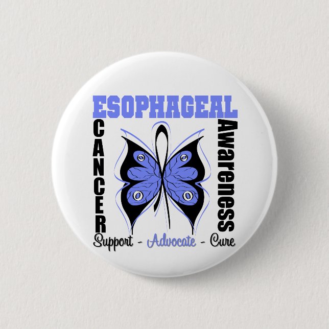 Oesophageal Cancer Awareness Butterfly 6 Cm Round Badge (Front)
