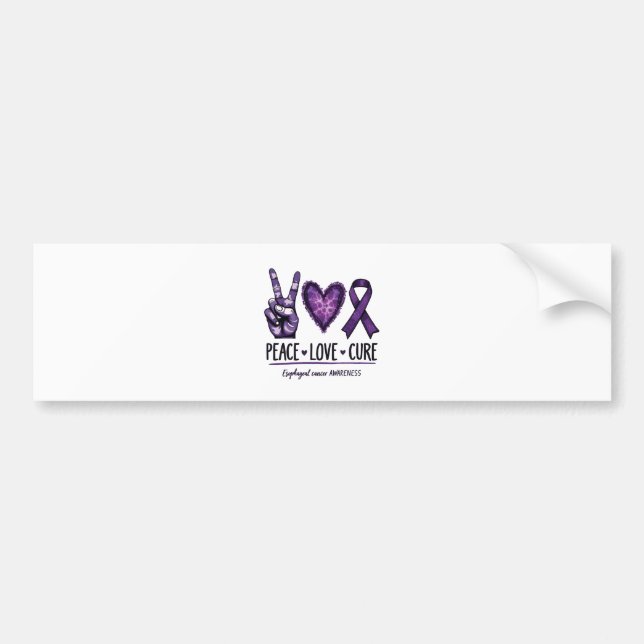 Oesophageal cancer awareness Piece Purple Ribbon Bumper Sticker (Front)