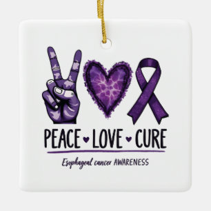 Oesophageal cancer awareness Piece Purple Ribbon Ceramic Ornament