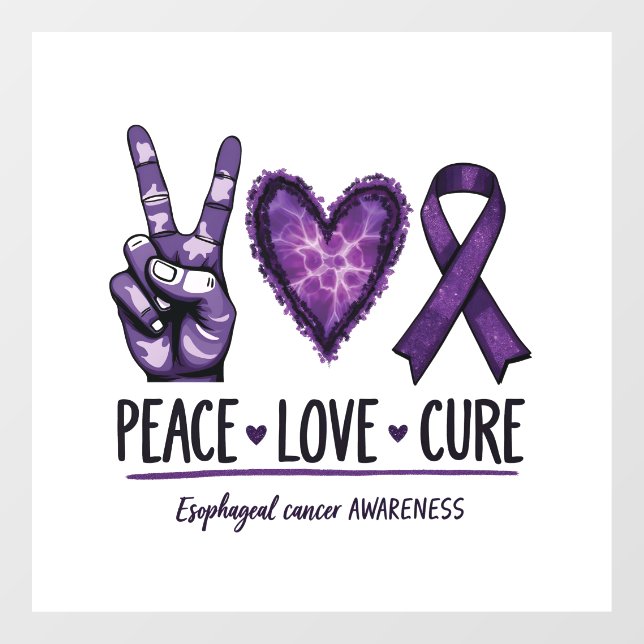 Oesophageal cancer awareness Piece Purple Ribbon Window Cling (Sheet)