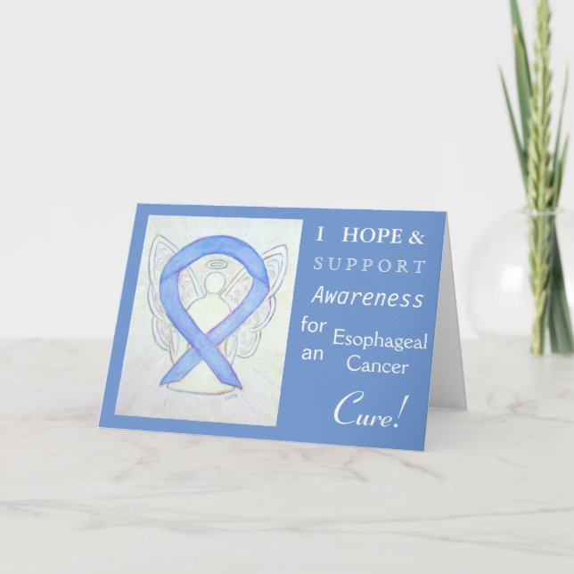 Oesophageal Cancer Awareness Ribbon Greeting Card (Front)