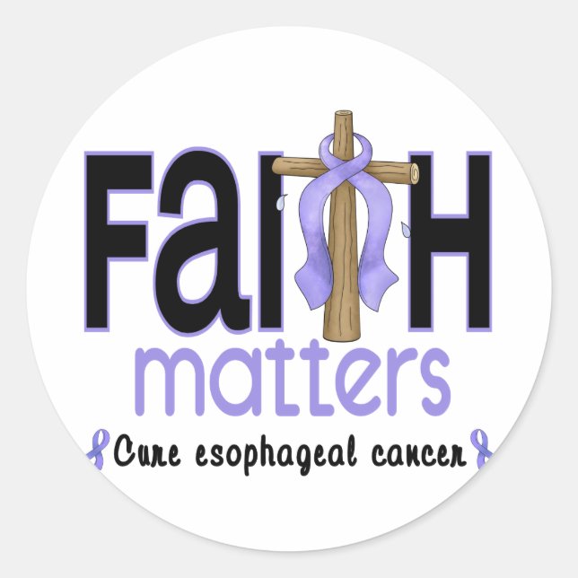 Oesophageal Cancer Faith Matters Cross 1 Classic Round Sticker (Front)