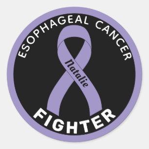Oesophageal Cancer Fighter Ribbon Black Classic Round Sticker