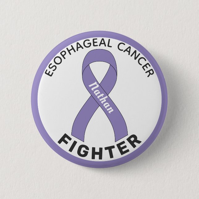 Oesophageal Cancer Fighter Ribbon White Button (Front)