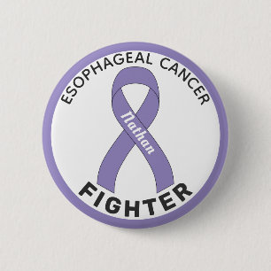 Oesophageal Cancer Fighter Ribbon White Button