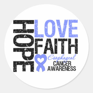 Oesophageal Cancer Hope Love Faith Classic Round Sticker