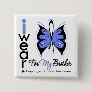Oesophageal Cancer I Wear Butterfly Ribbon BROTHER 15 Cm Square Badge